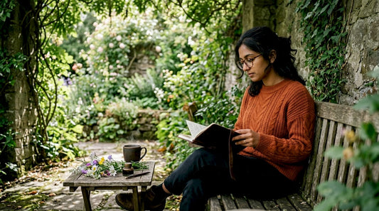 Woman journaling and reflecting on identity