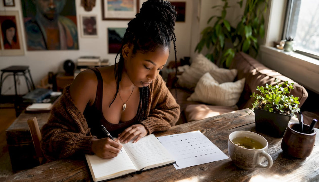 Woman journaling daily mental toughness habits