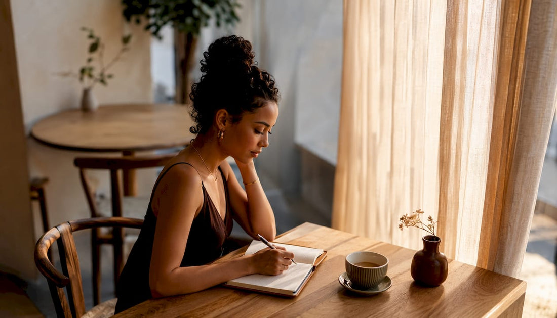 Woman journaling about mindset and choices