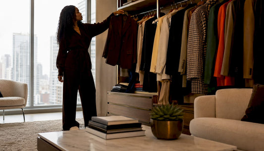 Woman choosing outfit reflecting identity