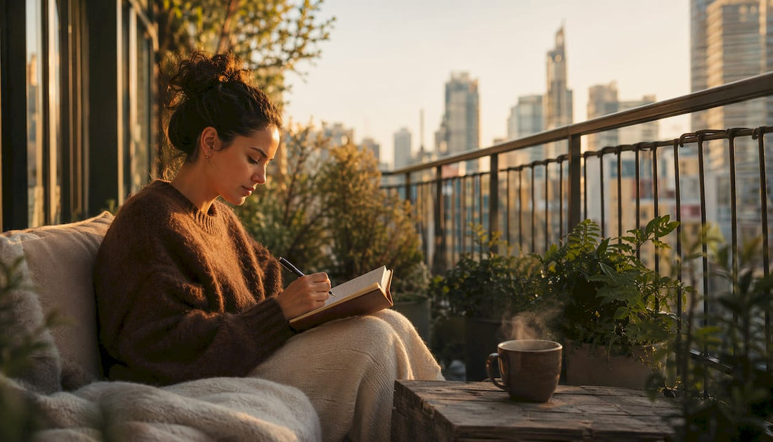 Woman journaling thoughtfully for inner strength