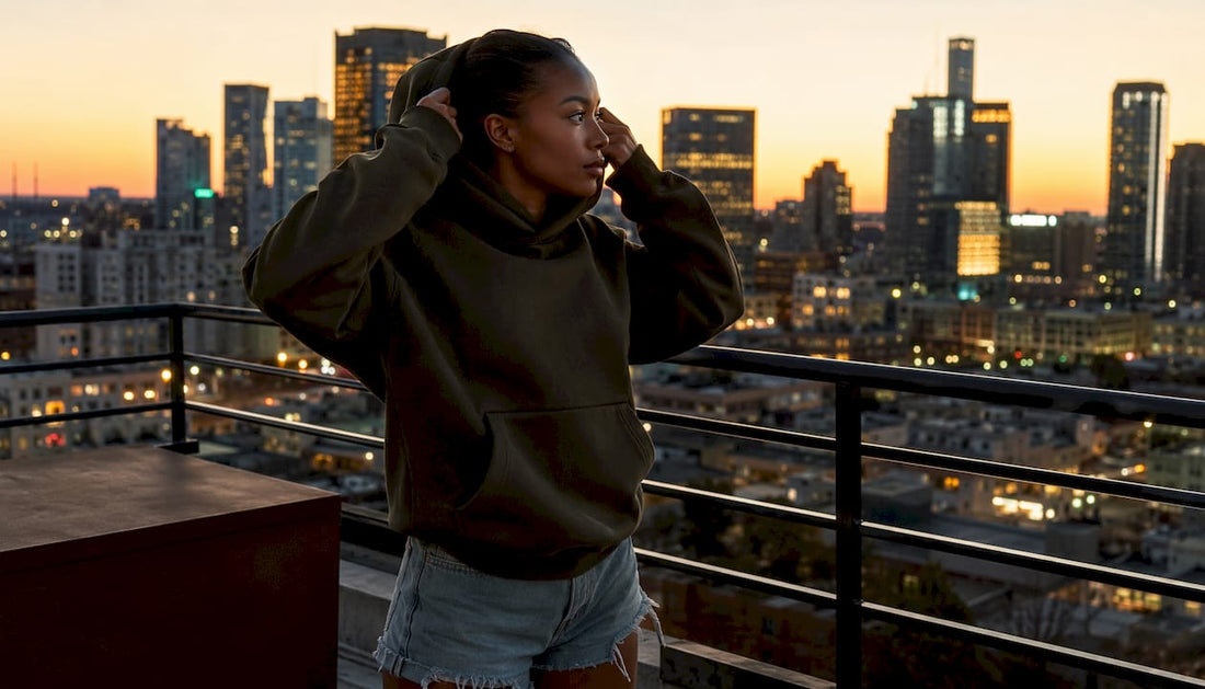 Young woman in heavyweight streetwear outdoors