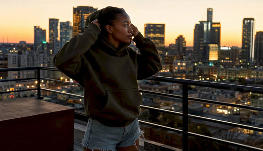Young woman in heavyweight streetwear outdoors