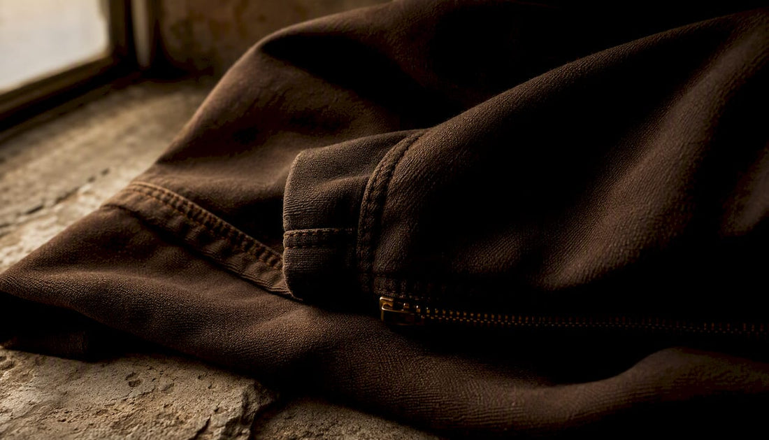 Close-up of premium heavyweight fabric and hardware