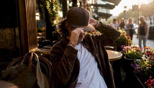 Person adjusting structured snapback cap