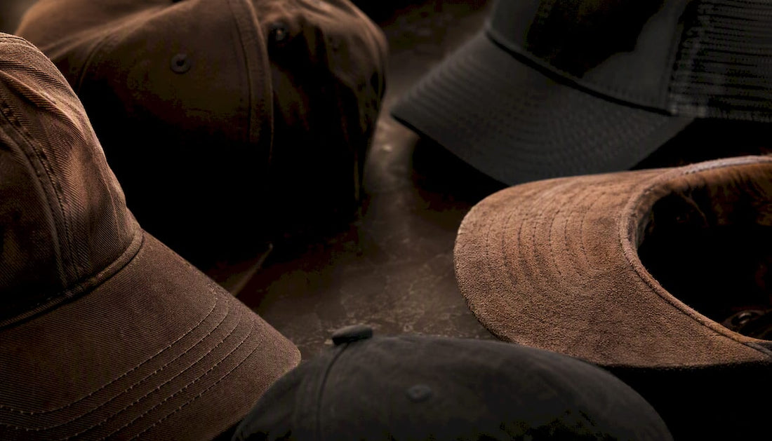 Close-up details of diverse cap types